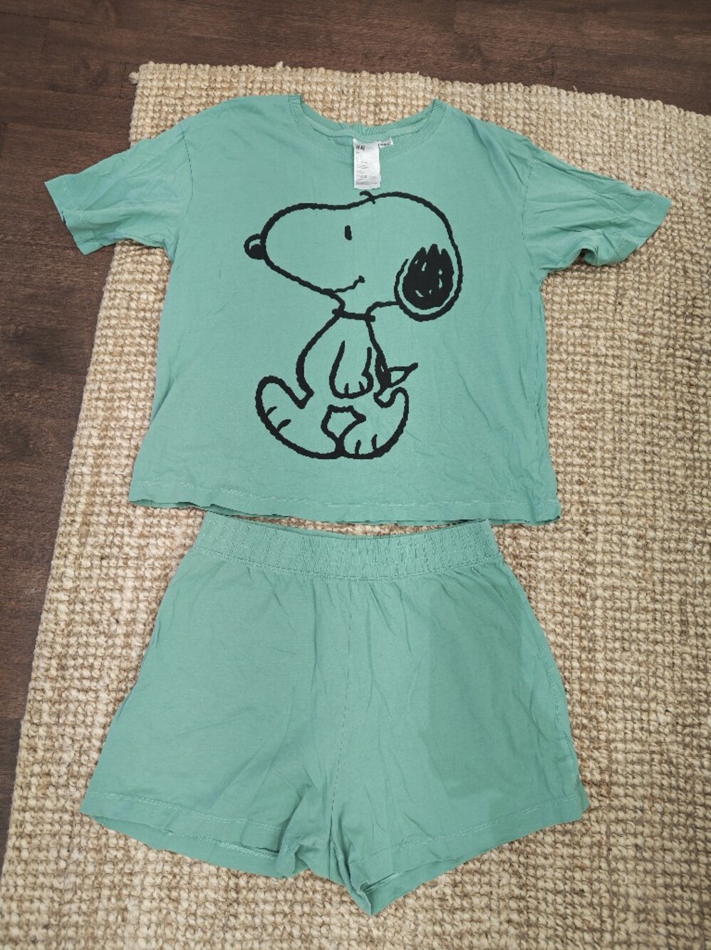 H&M Teal Snoopy Two-Piece Pajama Set